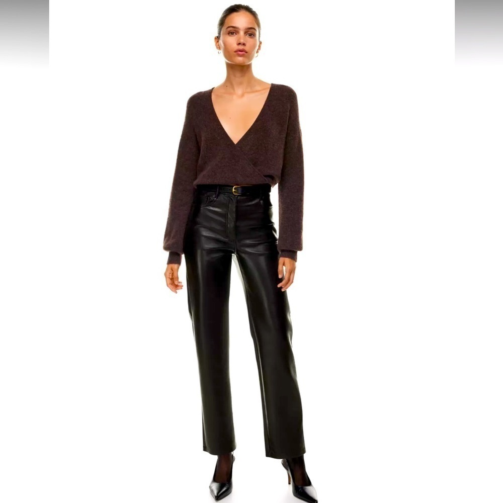 Wilfred x Aritzia Melina black faux leather pants size 16